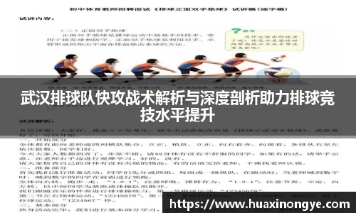 武汉排球队快攻战术解析与深度剖析助力排球竞技水平提升