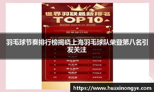 羽毛球节奏排行榜揭晓上海羽毛球队荣登第八名引发关注